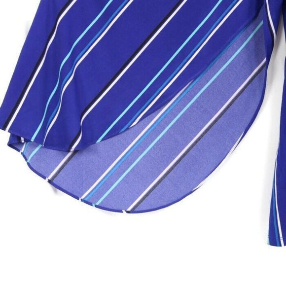 Worthington Shirt Top Blue Stripe Mambo Long Flared Sleeve Plus 2X - Picture 5 of 12